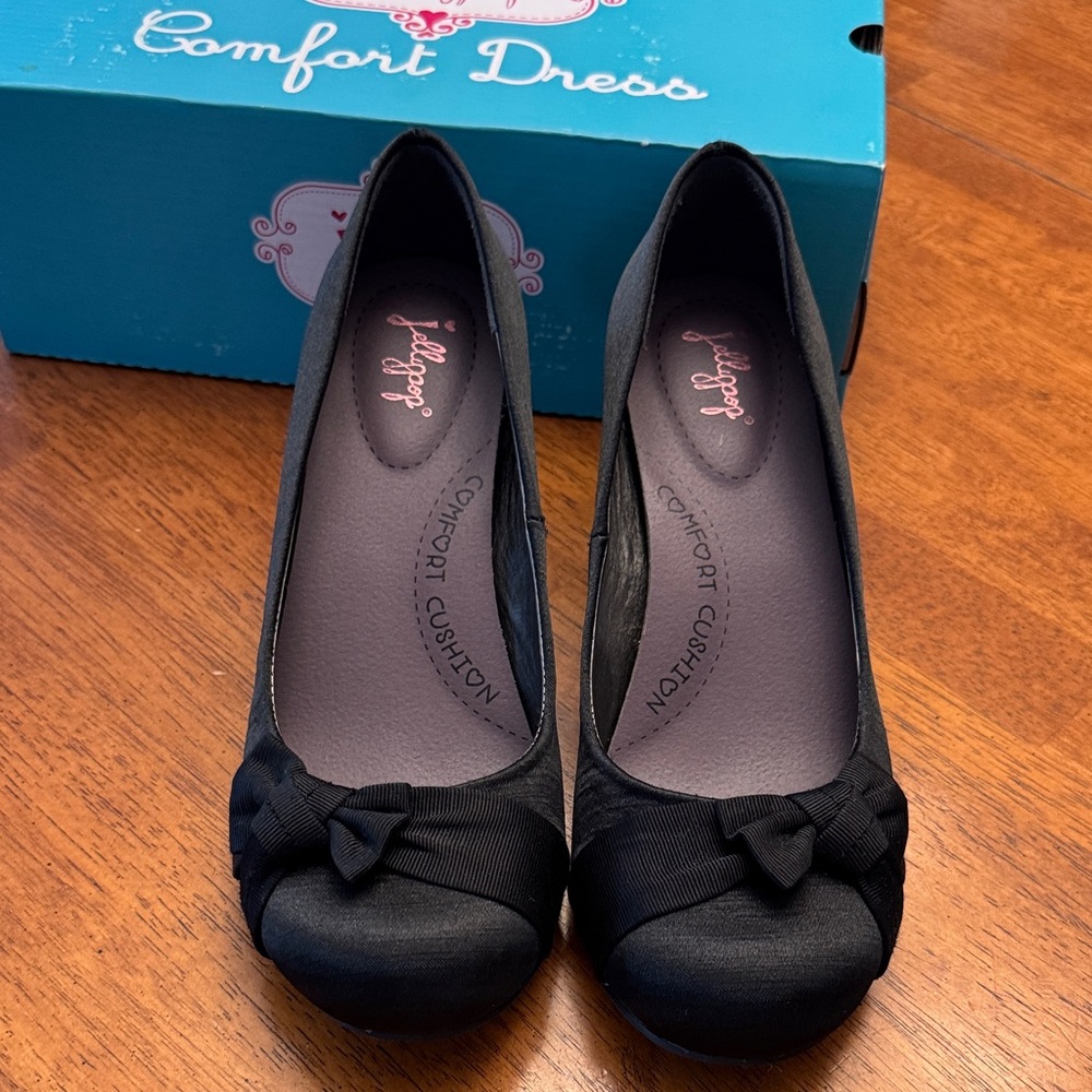 Jellypop Black Bow Mid-Heel Pumps size 8 - Picture 3 of 9
